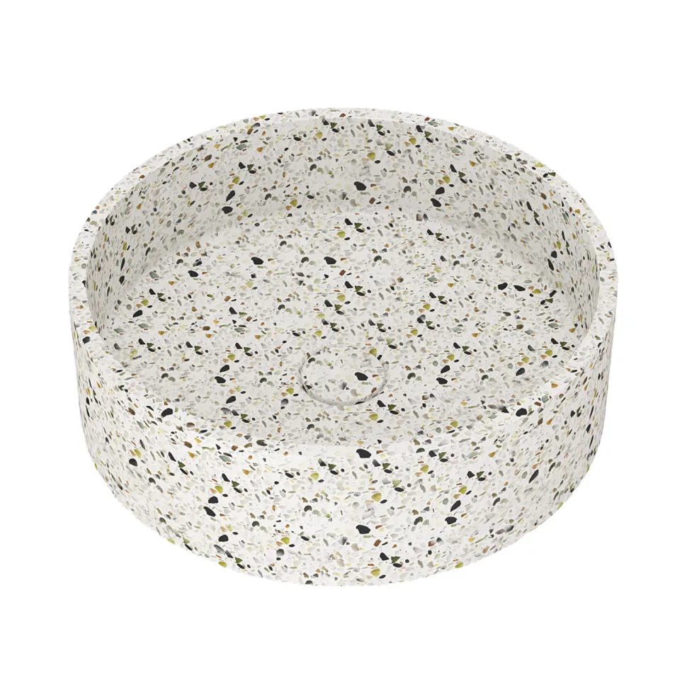 Harbour Concrete 390mm Round Countertop Basin - Natural Terrazzo