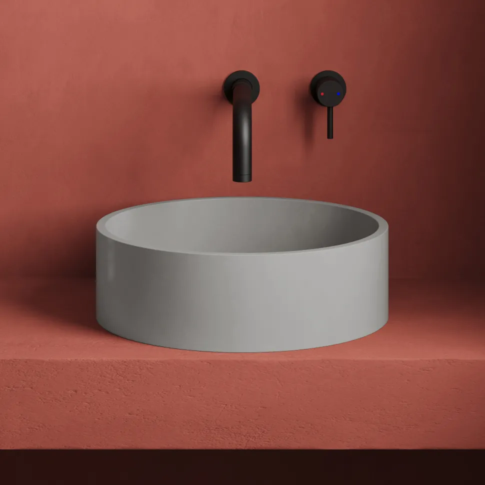Harbour Concrete 390mm Round Countertop Basin - Concrete Grey