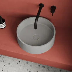 Harbour Concrete 390mm Round Countertop Basin - Concrete Grey