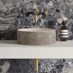 Harbour Concrete 406mm Round Textured Countertop Basin - Pearl Grey