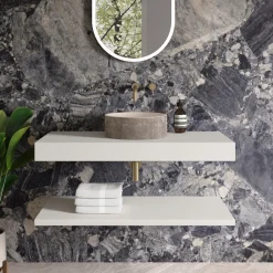 Harbour Concrete 406mm Round Textured Countertop Basin - Pearl Grey