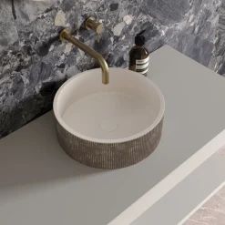 Harbour Concrete 406mm Round Textured Countertop Basin - Pearl Grey