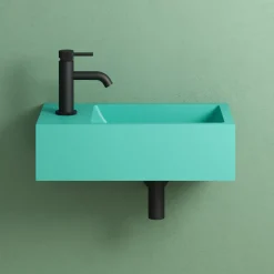 Harbour Concrete 400mm Wall Hung Cloakroom Basin - Seafoam Green