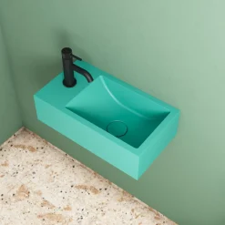 Harbour Concrete 400mm Wall Hung Cloakroom Basin - Seafoam Green