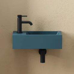 Harbour Concrete 400mm Wall Hung Cloakroom Basin - Atlantic Teal
