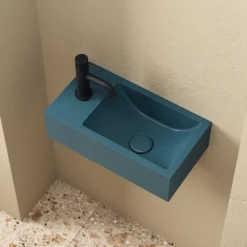 Harbour Concrete 400mm Wall Hung Cloakroom Basin - Atlantic Teal