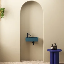 Harbour Concrete 400mm Wall Hung Cloakroom Basin - Atlantic Teal