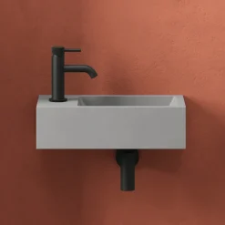 Harbour Concrete 400mm Wall Hung Cloakroom Basin - Concrete Grey