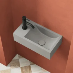 Harbour Concrete 400mm Wall Hung Cloakroom Basin - Concrete Grey