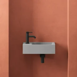 Harbour Concrete 400mm Wall Hung Cloakroom Basin - Concrete Grey