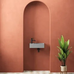 Harbour Concrete 400mm Wall Hung Cloakroom Basin - Concrete Grey