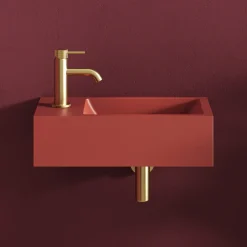 Harbour Concrete 400mm Wall Hung Cloakroom Basin - Brick Red