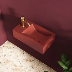 Harbour Concrete 400mm Wall Hung Cloakroom Basin - Brick Red