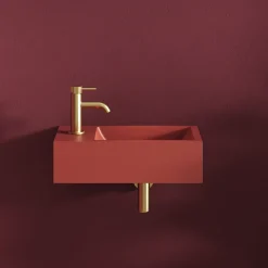 Harbour Concrete 400mm Wall Hung Cloakroom Basin - Brick Red
