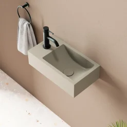 Harbour Concrete 400mm Wall Hung Cloakroom Basin - Warm Grey
