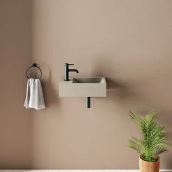 Harbour Concrete 400mm Wall Hung Cloakroom Basin - Warm Grey