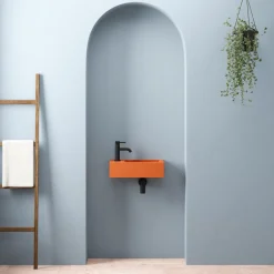 Harbour Concrete 400mm Wall Hung Cloakroom Basin - Burnt Orange