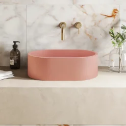 Harbour Concrete Small 400mm Oval Basin - Dusky Pink
