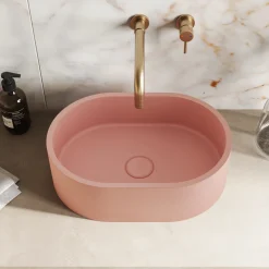 Harbour Concrete Small 400mm Oval Basin - Dusky Pink