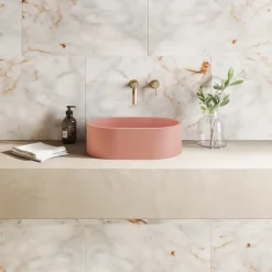 Harbour Concrete Small 400mm Oval Basin - Dusky Pink