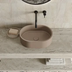 Harbour Concrete Small 400mm Oval Basin - Warm Clay