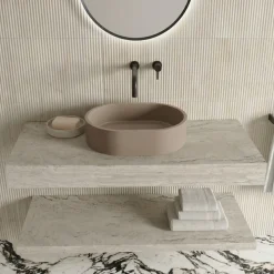 Harbour Concrete Small 400mm Oval Basin - Warm Clay
