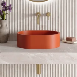 Harbour Concrete Small 400mm Oval Basin - Brick Red