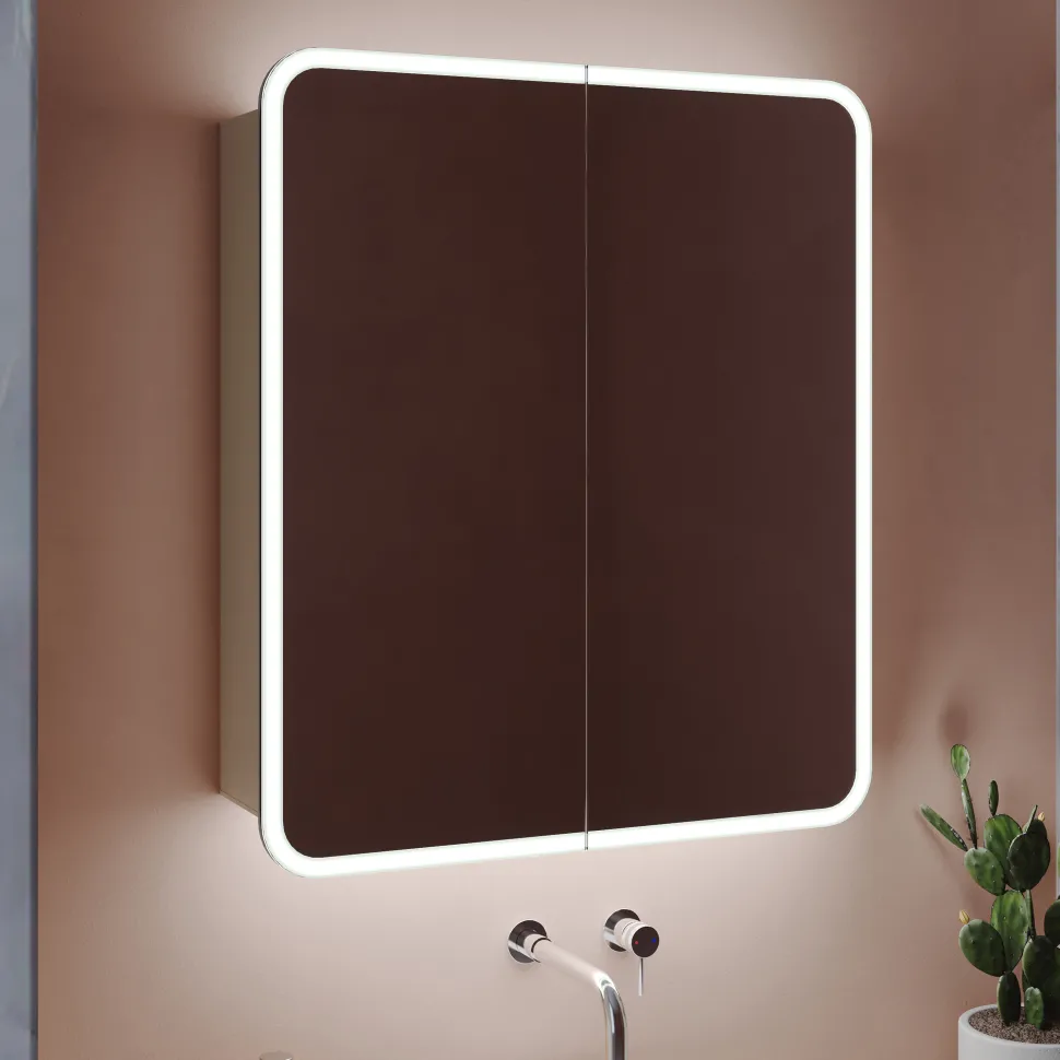 Harbour Design LED Mirrored Cabinet with Demister Pad & Shaver Socket - 600 x 700mm