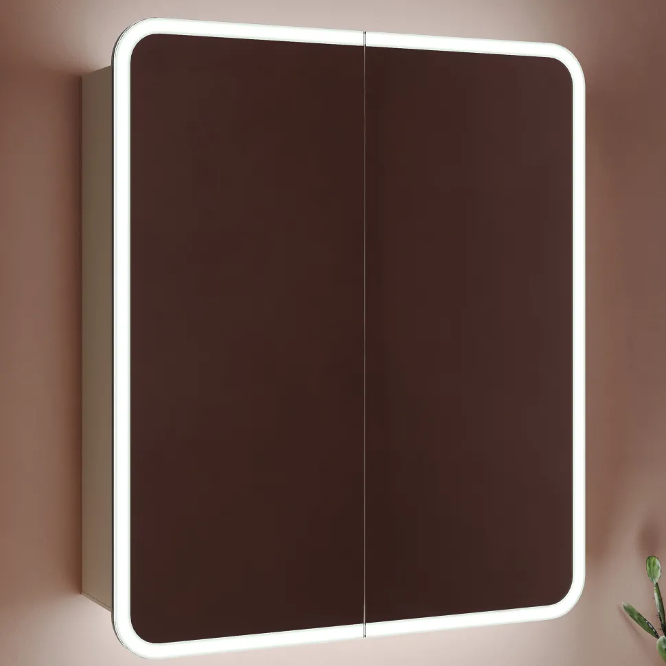 Harbour Design LED Mirrored Cabinet with Demister Pad & Shaver Socket - 600 x 700mm