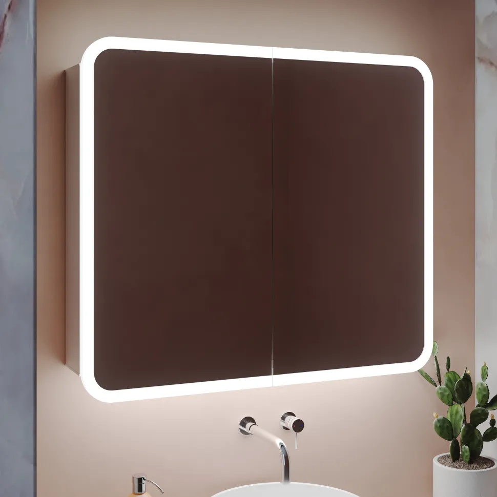 Harbour Design LED Mirrored Cabinet with Demister Pad & Shaver Socket - 800 x 700mm