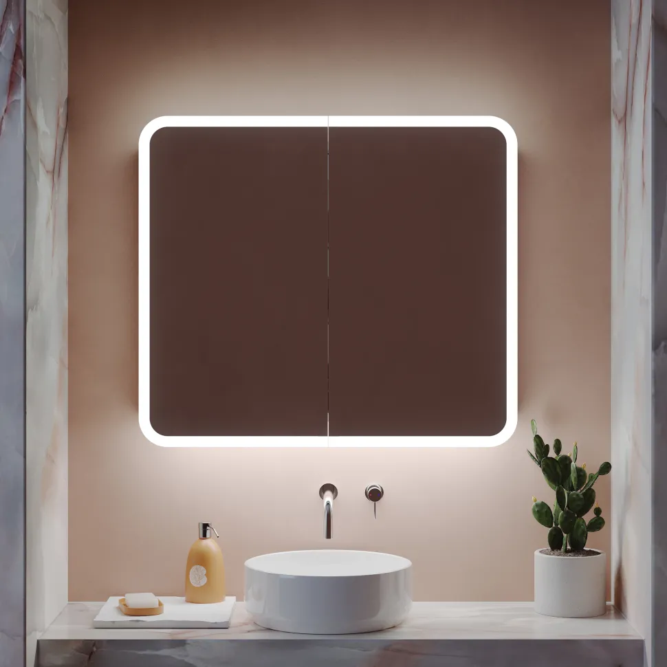 Harbour Design LED Mirrored Cabinet with Demister Pad & Shaver Socket - 800 x 700mm