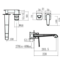 Harbour Essence Wall Mounted Bath Mixer Tap