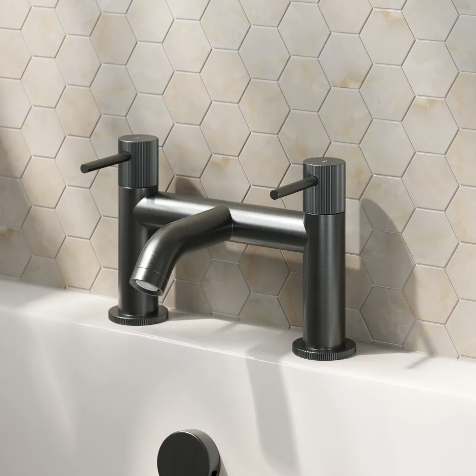 Harbour Fluted Deck Mounted Bath Mixer Tap