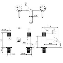 Harbour Fluted Deck Mounted Bath Mixer Tap