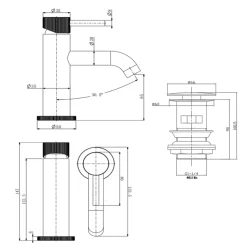 Harbour Fluted Mini Mono Basin Mixer Tap & Waste