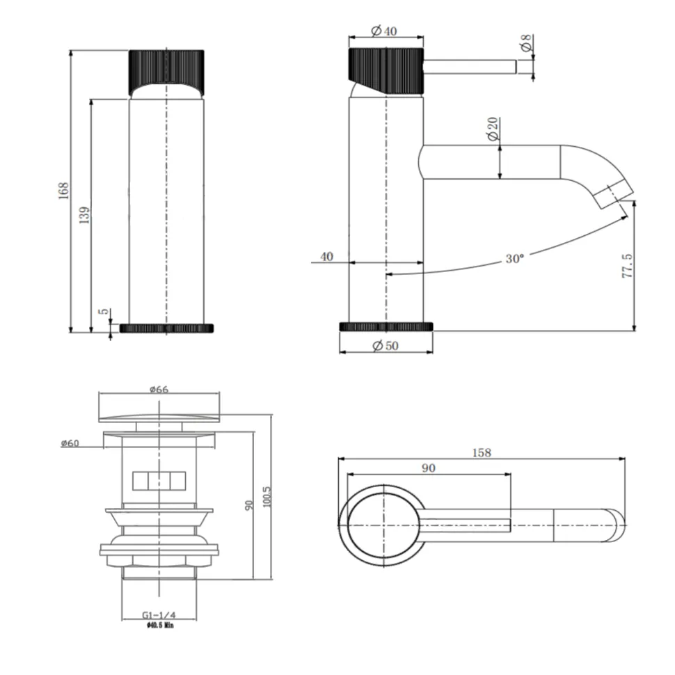 Harbour Fluted Mono Basin Mixer Tap & Waste