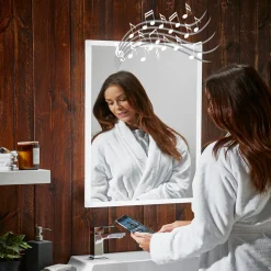 Harbour Glow LED Bluetooth Mirror with Demister Pad & Shaver Socket - 500 x 700mm