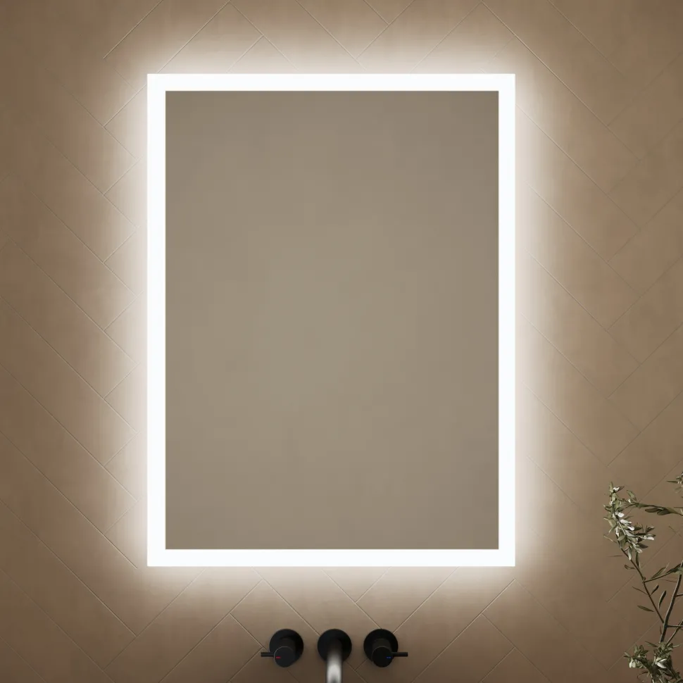 Harbour Glow LED Mirror with Demister Pad & Shaver Socket - 600 x 800mm