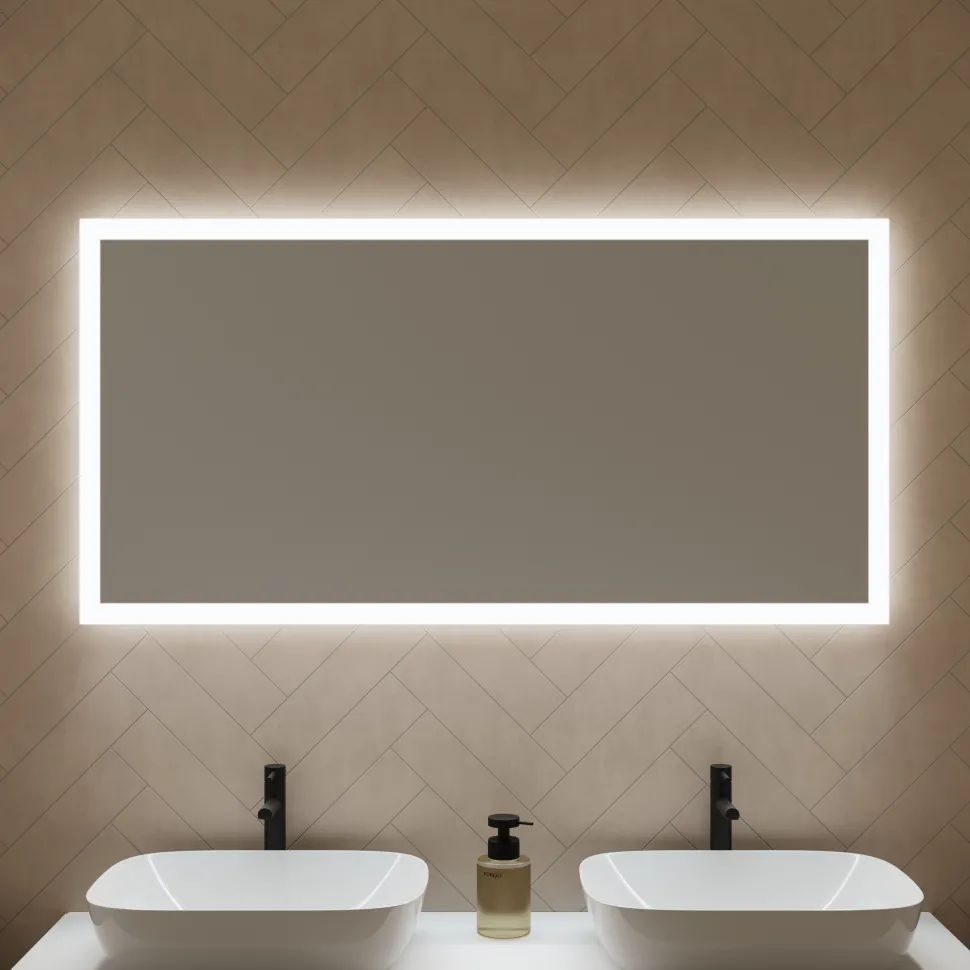 Harbour Glow LED Mirror With Demister Pad & Shaver Socket - 1200 X 600mm