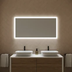 Harbour Glow LED Mirror With Demister Pad & Shaver Socket - 1200 X 600mm