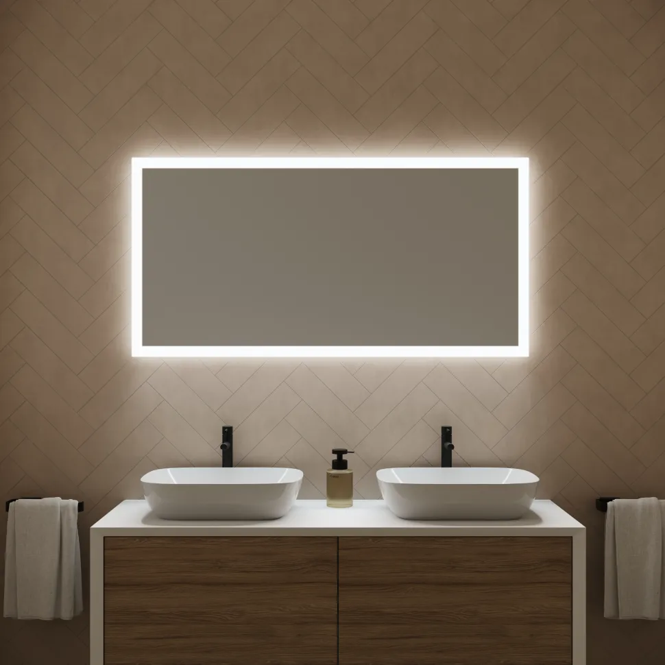 Harbour Glow LED Mirror With Demister Pad & Shaver Socket - 1200 X 600mm