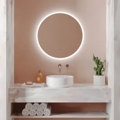 Harbour Glow Round LED Bathroom Mirror with Demister Pad & Colour Change Lights - 600mm