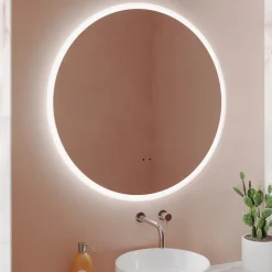 Harbour Glow Round LED Bathroom Mirror with Demister Pad & Colour Change Lights- 800mm