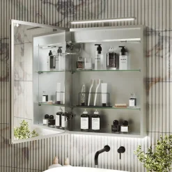 Harbour Grace LED Mirror Cabinet with Demister Pad & Shaver Socket - 500 x 600mm