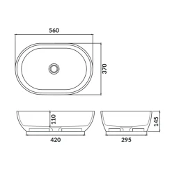 Harbour Grace 560mm Countertop Basin - Matt White or Gloss White