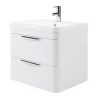 Harbour Grace 600mm Wall Mounted Vanity Unit with Polymarble Basin - White Gloss