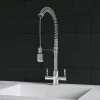Harbour Groove Twin Lever Mono Kitchen Sink Mixer Tap with Pull Out Hose - Polished Chrome