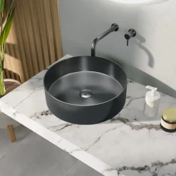 Harbour Gunmetal Round PVD Countertop Basin with Waste - 377mm
