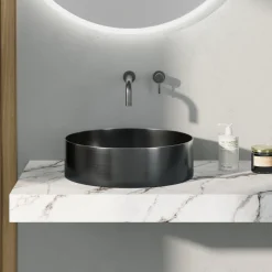 Harbour Gunmetal Round PVD Countertop Basin with Waste - 377mm