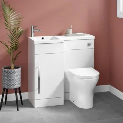 Harbour Icon Compact 900mm Furniture Suite inc. Vanity & Basin and Toilet Unit - Gloss White